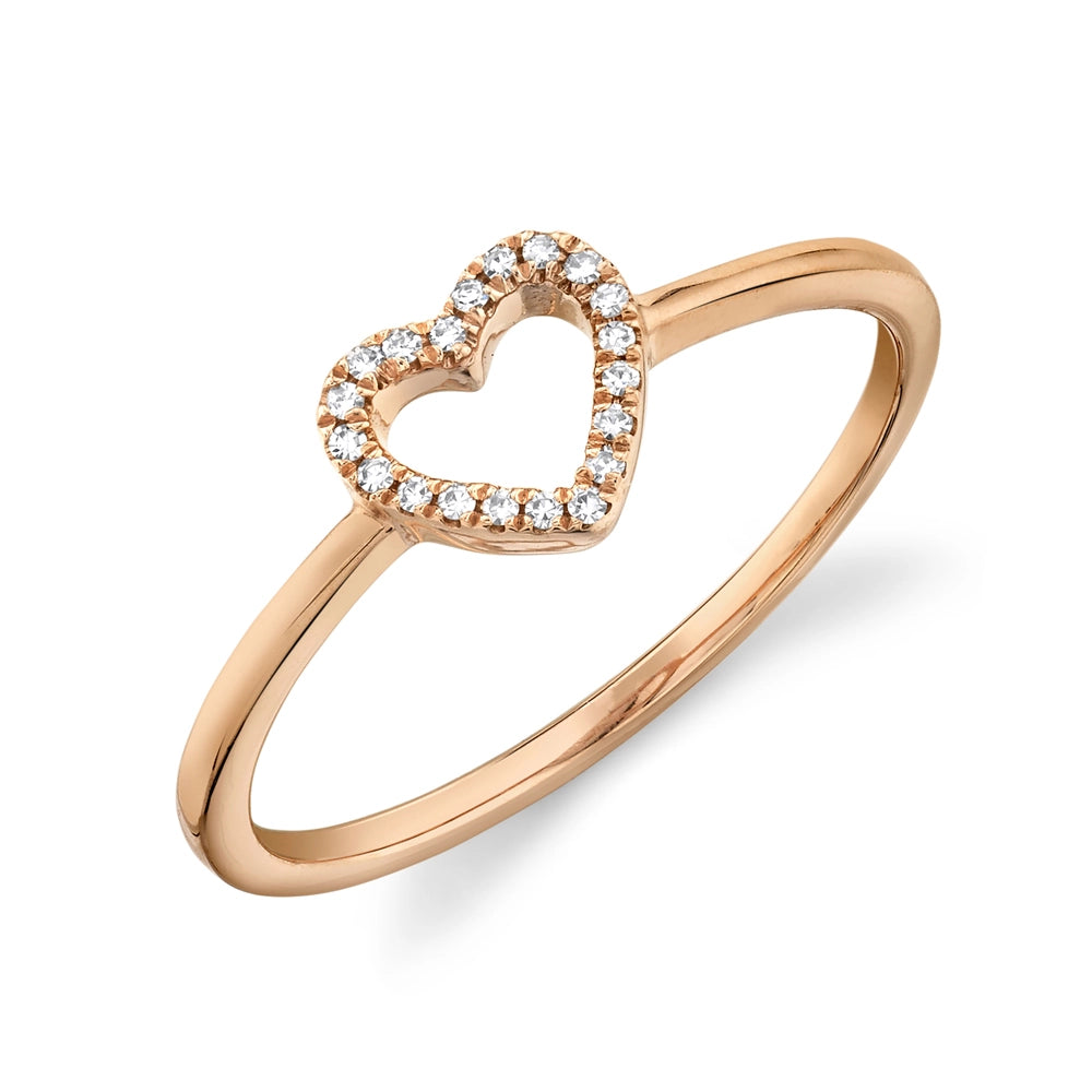 14K Rose Gold Diamond Heart Ring