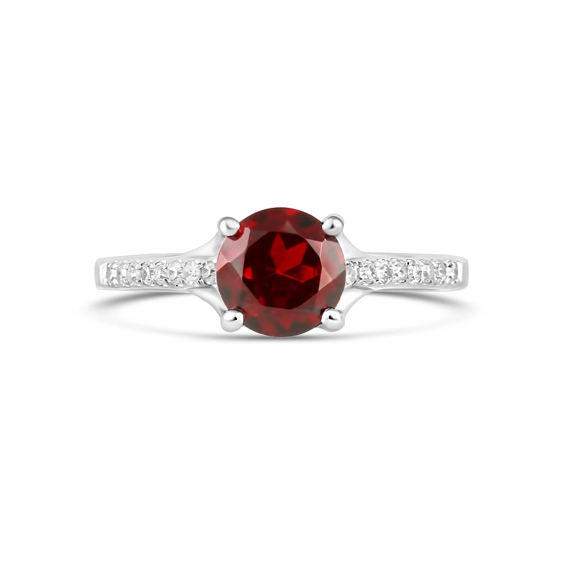 14K White Gold Garnet & Diamond Ring