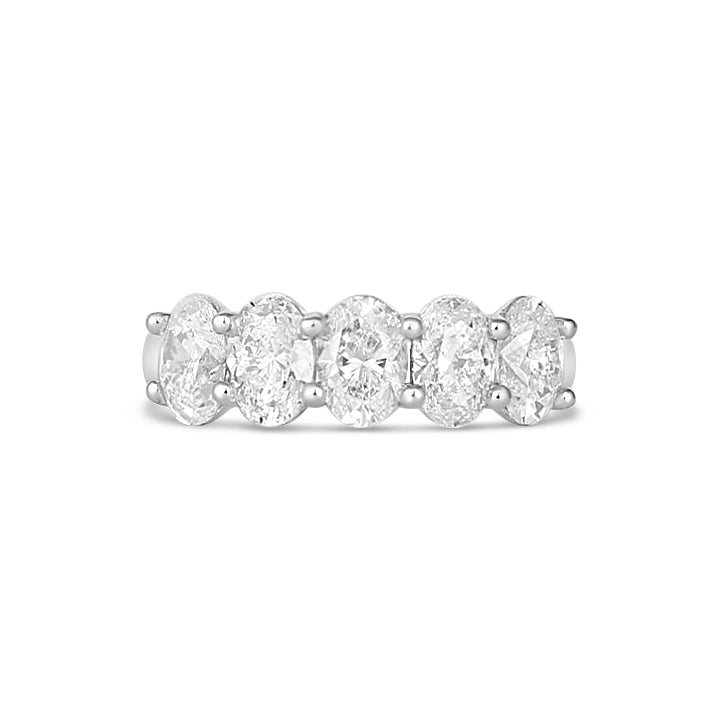 14K White Gold Oval Diamond Band