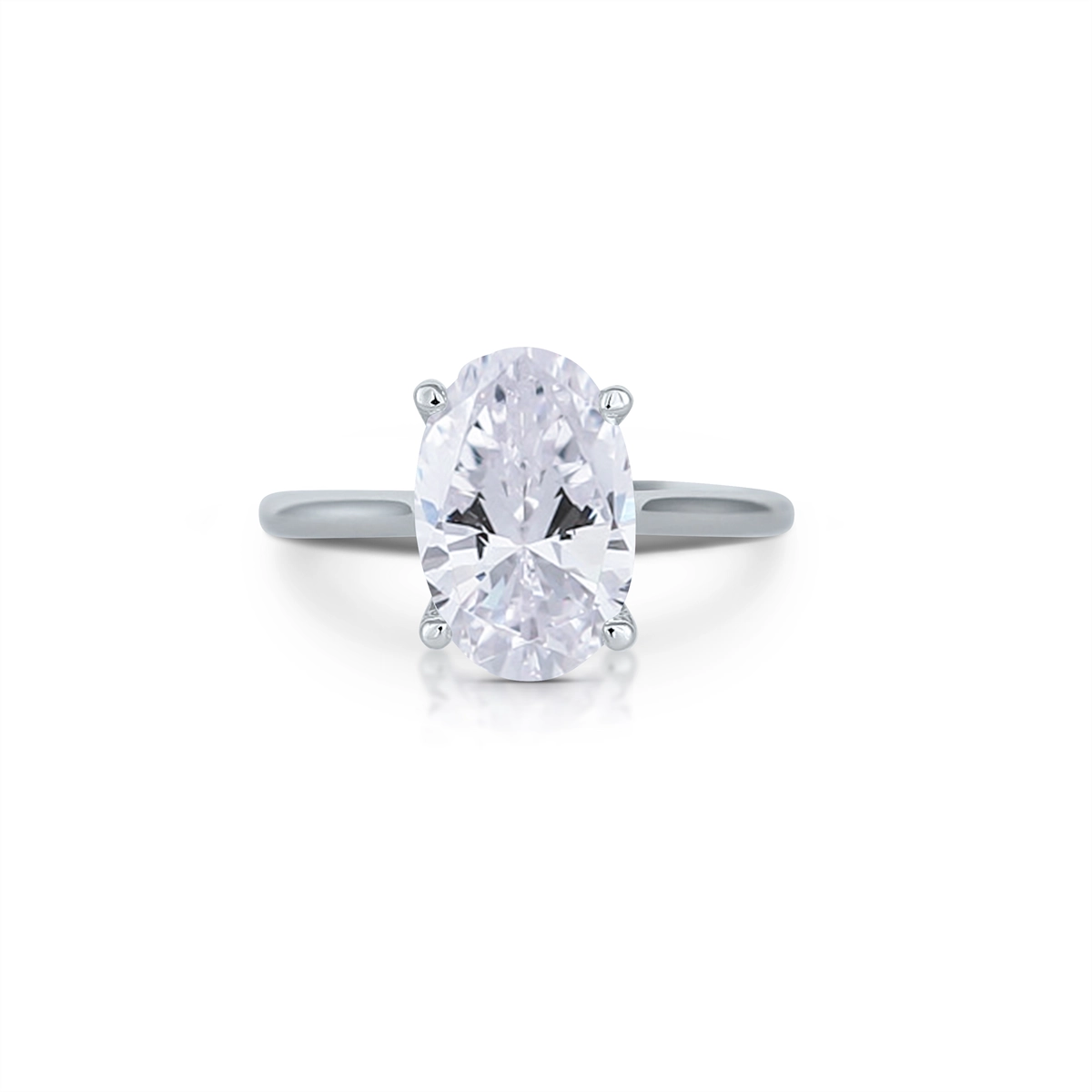 14K White Gold Semi Mount Diamond Ring with Hidden Halo for Oval