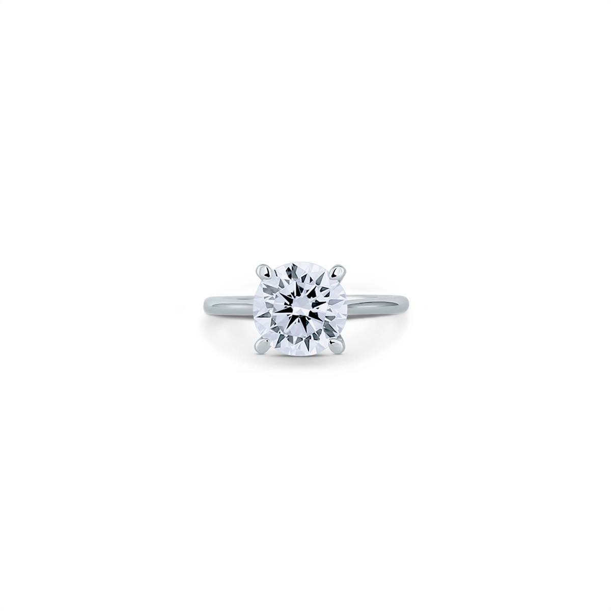 14K White Gold Solitaire Diamond Ring for Round