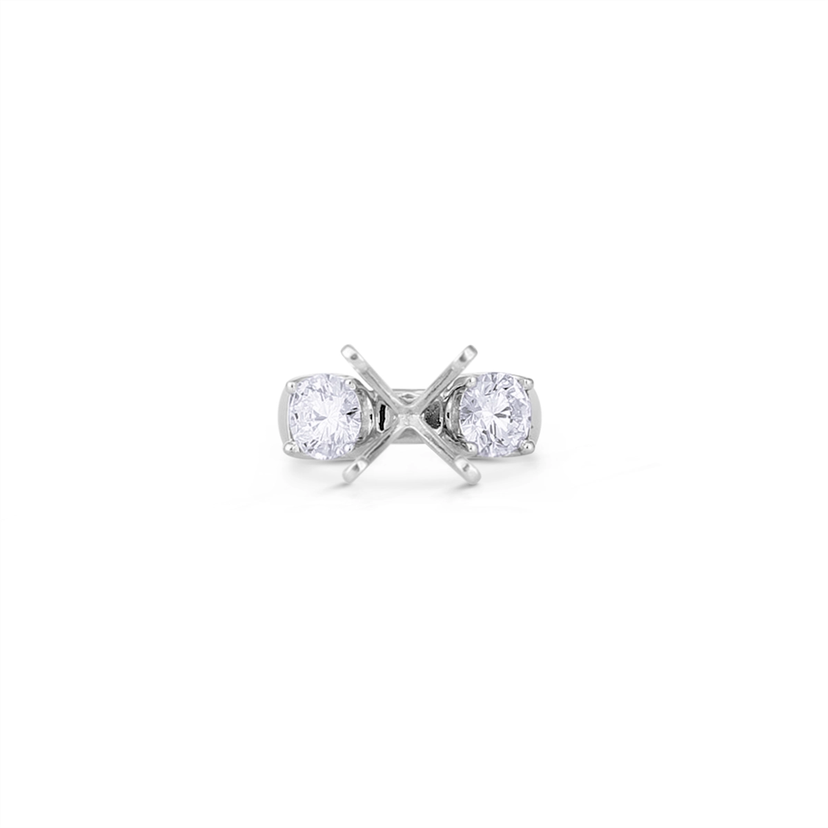 14K White Gold Three Stone Semi Mount Diamond Ring