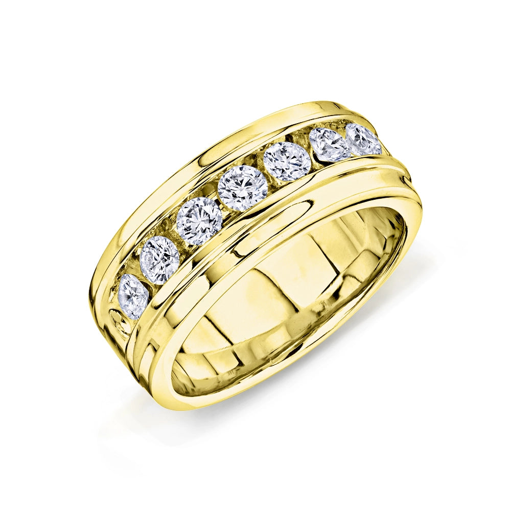 14K Yellow Gold Men's Diamond Band