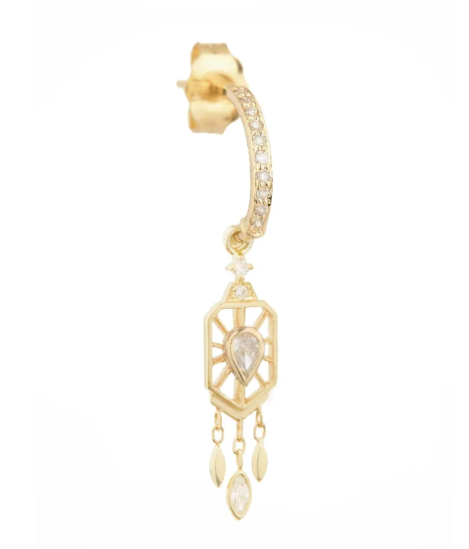 Dream Maker Pear Diamond Octagonal Hoop Earring - SOLD AS A SINGLE