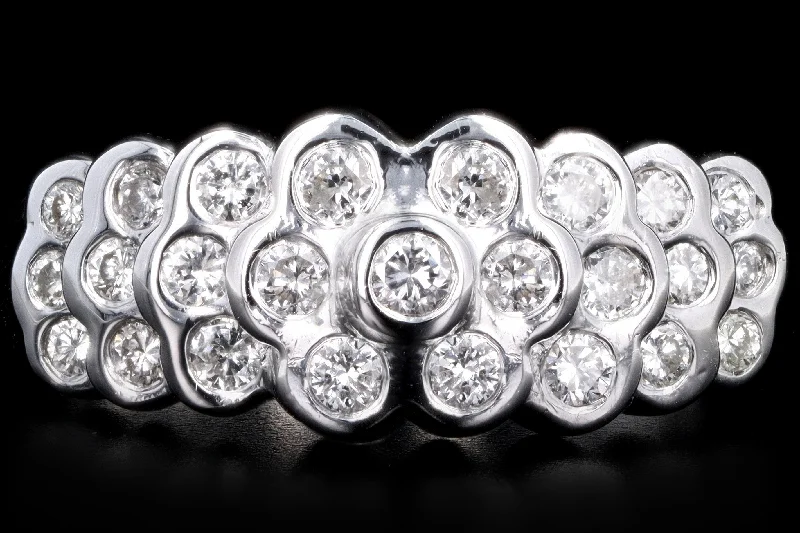 Modern 14K White Gold .50 Carat Round Brilliant Diamond Cluster Band