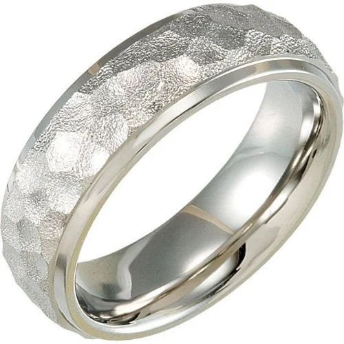 7mm Titanium Hammered Dome Comfort Fit Band 6 to 12