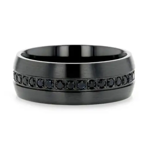 Black Titanium Black Sapphire 8mm Band