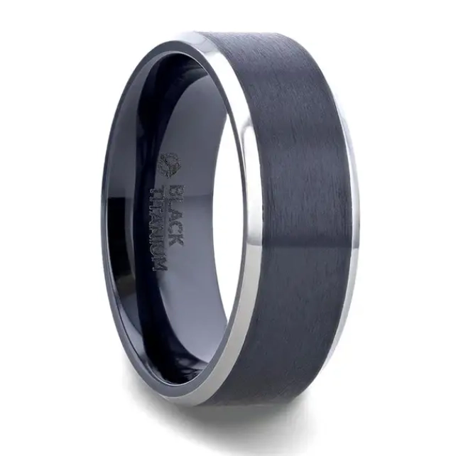 Brushed Black Center Titanium 6mm Band