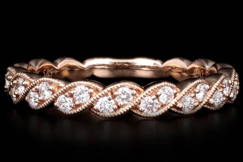 New 14K Rose Gold .24 Carat Round Brilliant Diamond Half Eternity Band