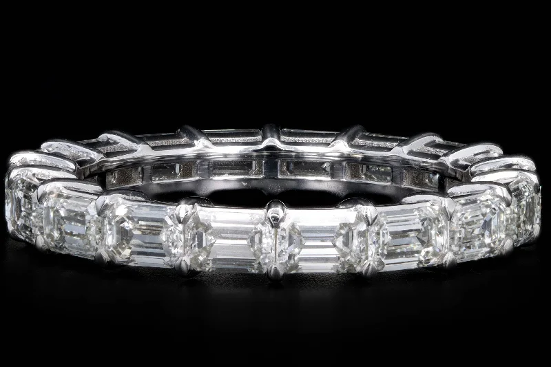 New 18K White Gold 2.54 Carat Emerald Cut Diamond Eternity Band