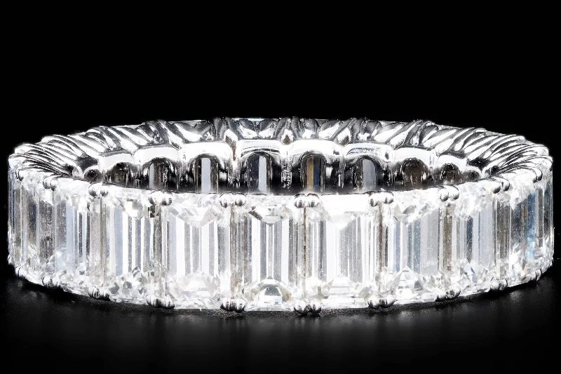 New 18K White Gold 4.86 Carat Emerald Cut Diamond Eternity Band