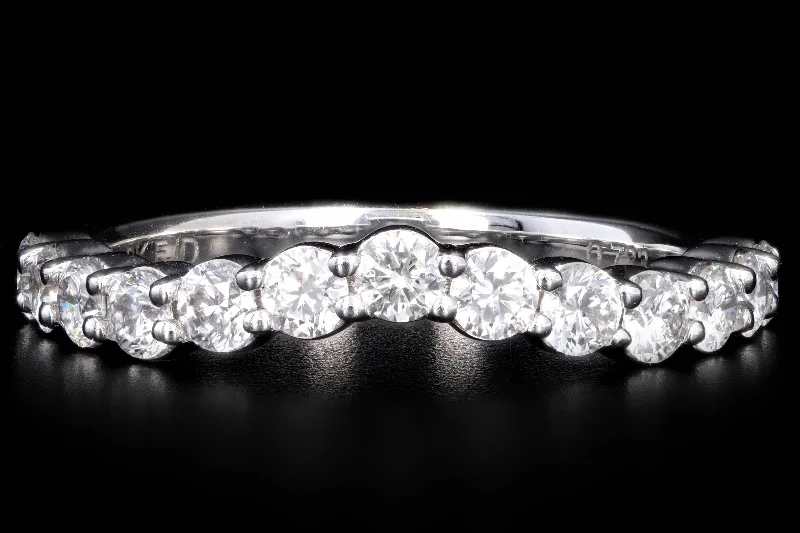 New 18K White Gold .73 Carat Round Brilliant Diamond Contour Band