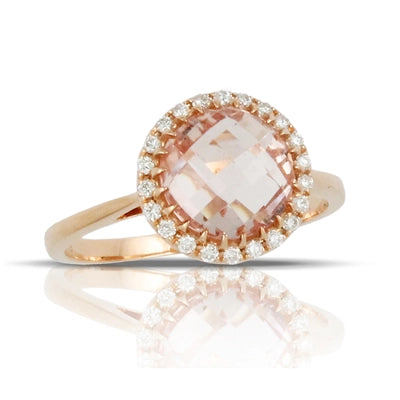 Doves 18K Rose Gold Diamond Ring with Morganite