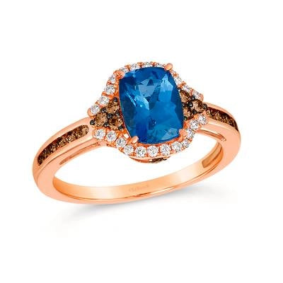 Le Vian 14K Strawberry Gold Blueberry Tanzanite and Vanilla and Chocolate Diamond Ring