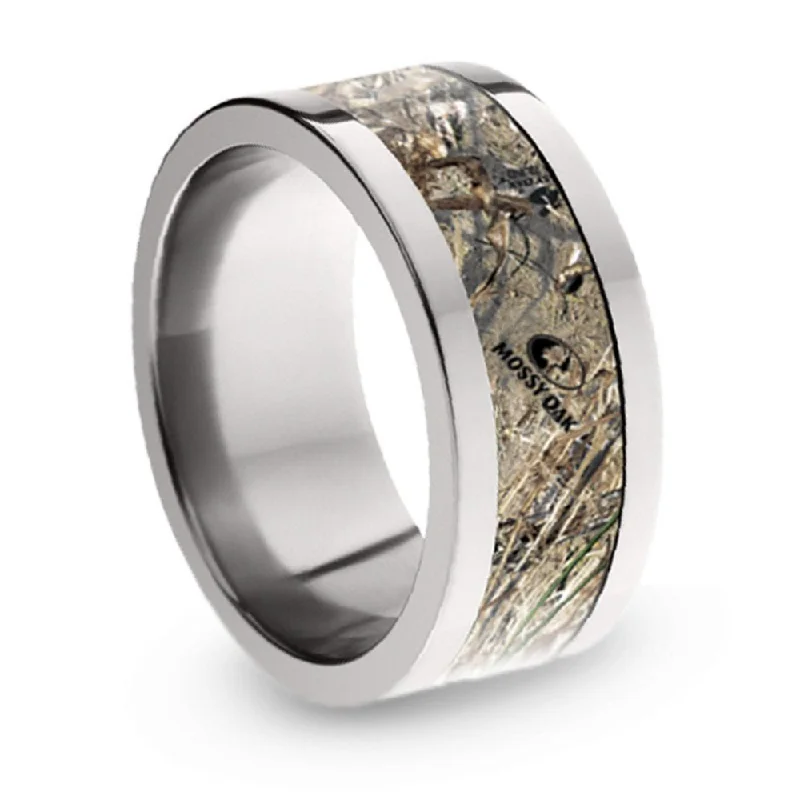 Mossy Oak Duck Blind Camo 10mm Comfort-Fit Titanium Ring