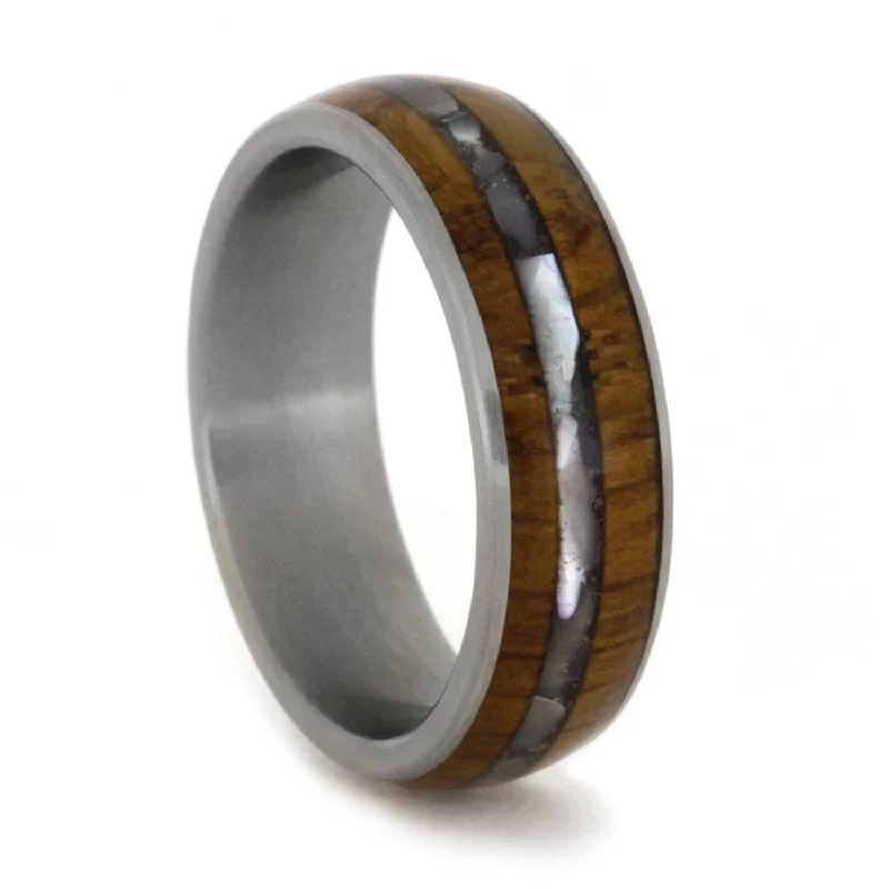 Mother of Pearl and Wood 6mm Comfort-Fit Matte Titanium Band