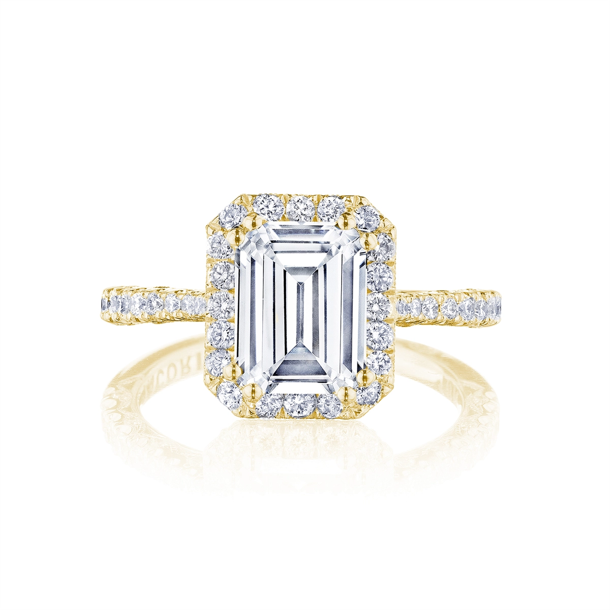 Tacori 18K Yellow Gold French Pave Bloom Semi Mount Diamond Ring