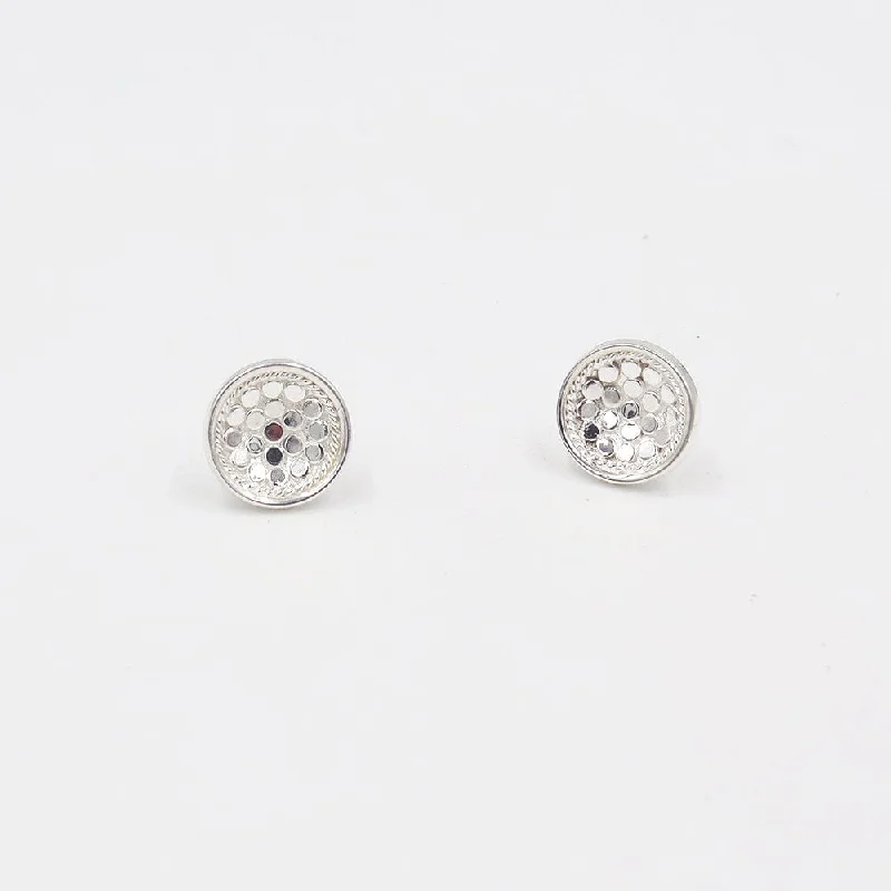 SILVER DISH STUD EARRINGS