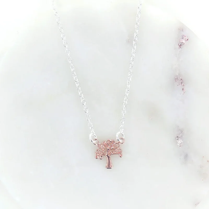 ROSE GOLD TREE OF LIFE PENDANT NECKLACE