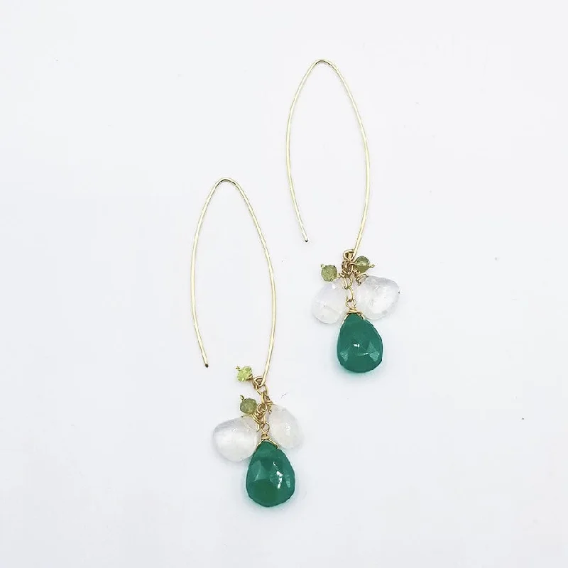 Gold Fill Pass-Through Green Drop Earring