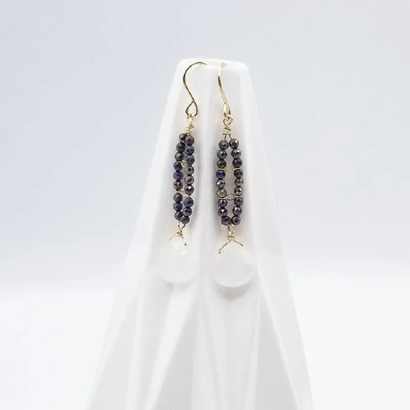 Pyrite Oval and Moonstone Drop Earring