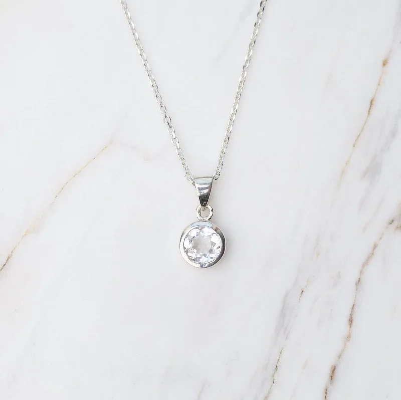 White Topaz Dot Pendant