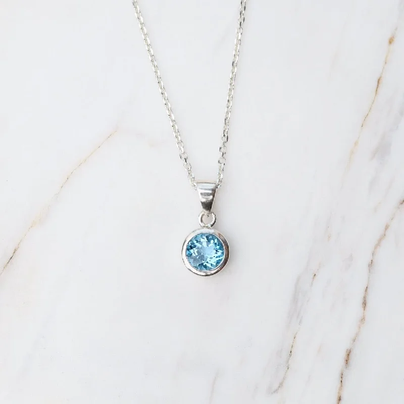 Swiss Blue Topaz Dot Pendant