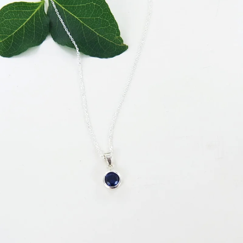 6.5mm Synthetic Sapphire Bezel Set Pendant