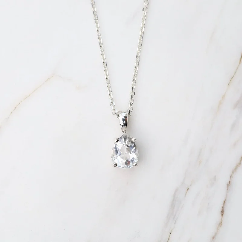 Pear Shaped White Topaz Pendant