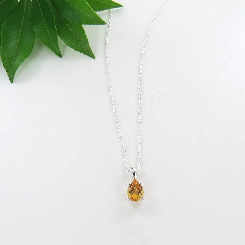 8x5MM PRONG SET PEAR SHAPED CITRINE PENDANT