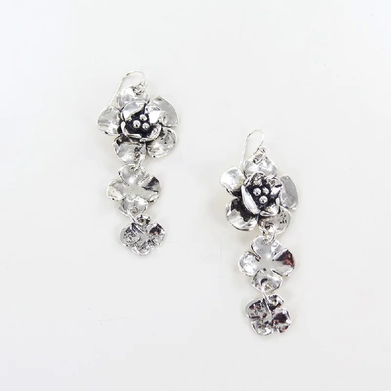 Triple Dogwood Flower Drop Earrings