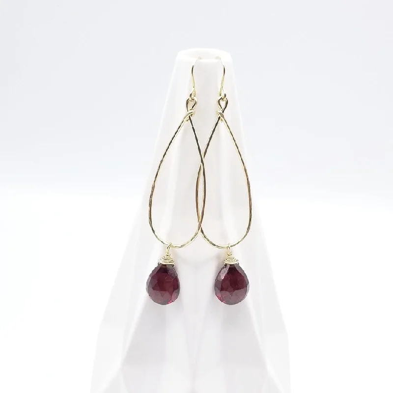 Long Garnet Drop Earring