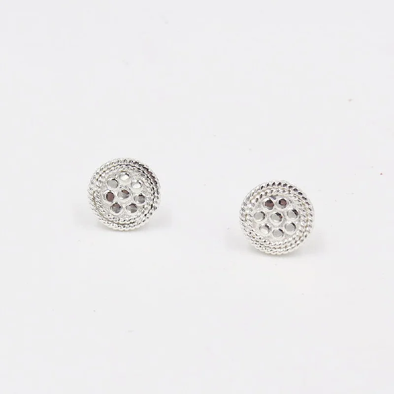 SILVER CIRCLE STUD EARRINGS