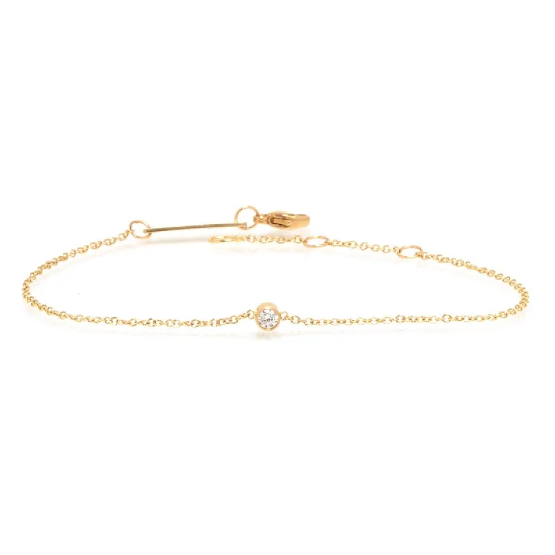 14k Gold Bezel set White Diamond Bracelet