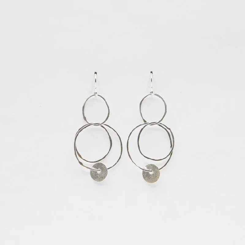 Silver Circle Drops Disc Earring