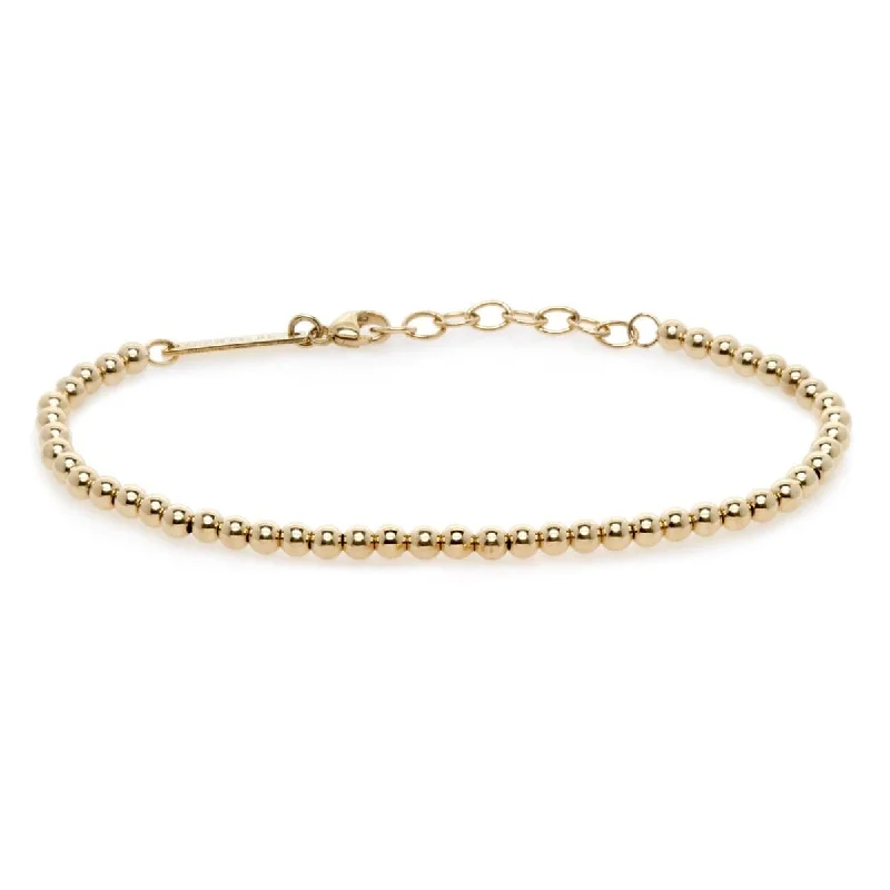 14k Gold 3mm Gold Beads Bracelet