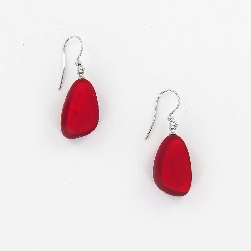 RED TRIANGULAR DROP EARRING