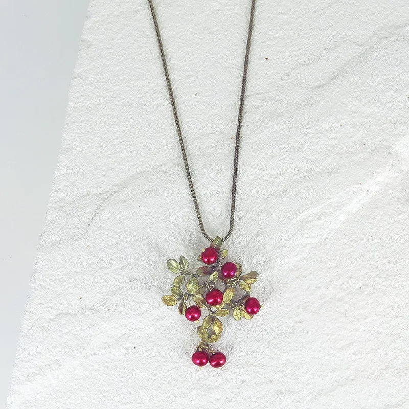 Cranberry Pendant on Chain Necklace