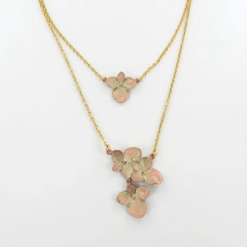 Hydrangea Dainty Double Pendant Necklace