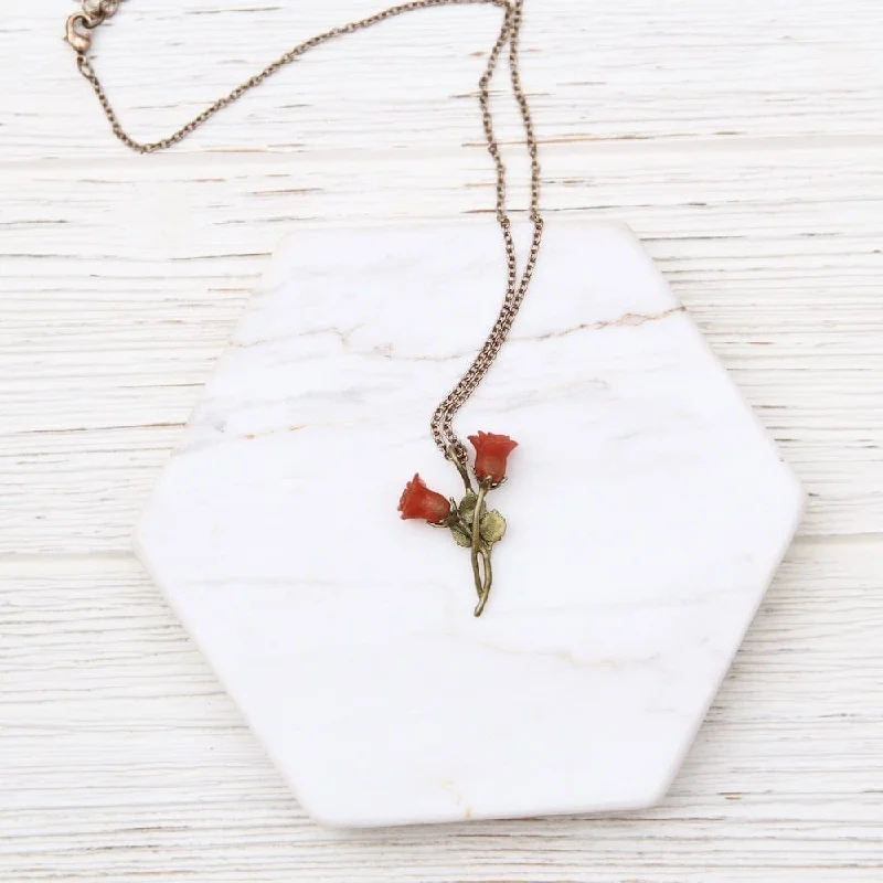 RED ROSE DAINTY PENDANT