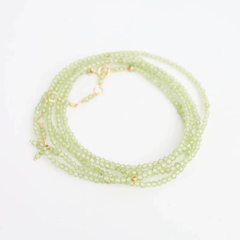 Peridot Wrap Bracelet & Necklace with 18k Gold Hex Bead