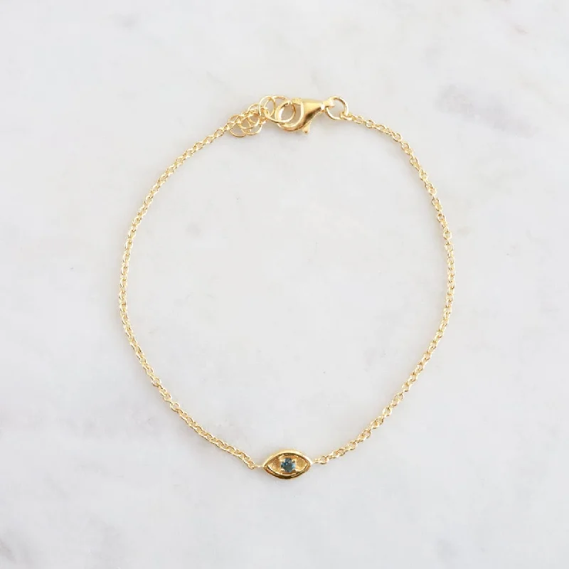 Gold Vermeil Evil Eye with London Blue Topaz Bracelet