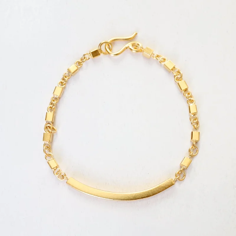 Gold Plated Handmade Box Chain ID Bracelet