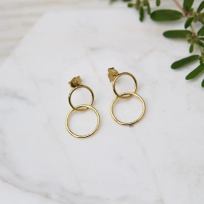 Gold Vermeil Two Interlocking Circles Stud Earring