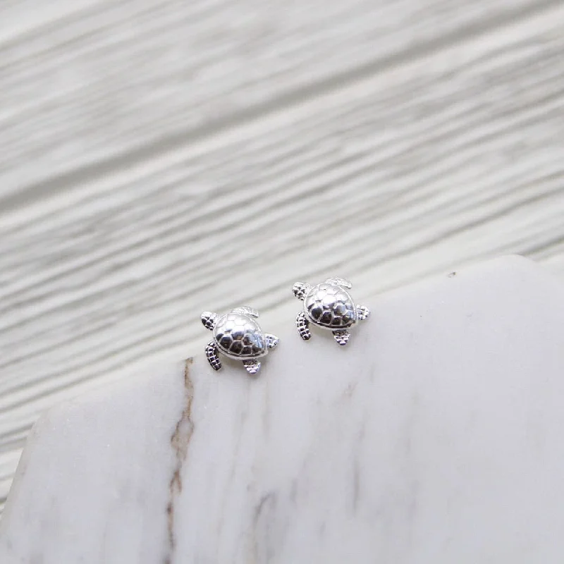 Sterling Silver Tiny Turtle Stud