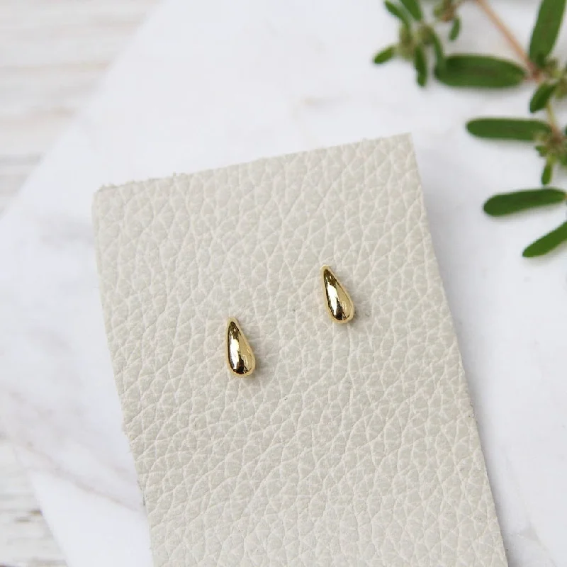 Gold Vermeil Small Puffed Teardrop Stud