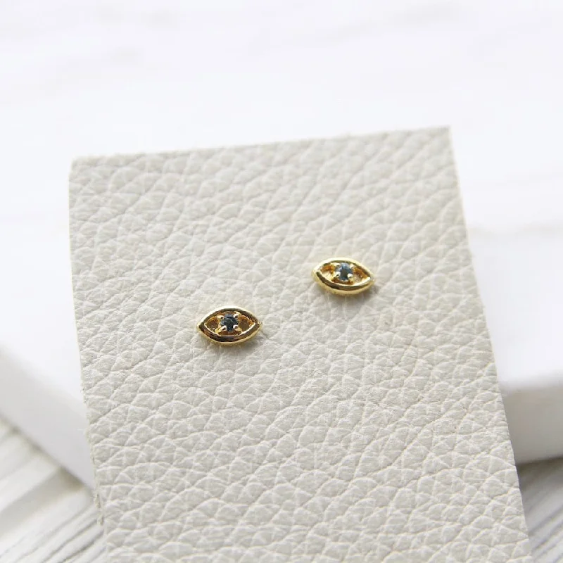 Gold Vermeil Evil Eye Stud with London Blue Topaz