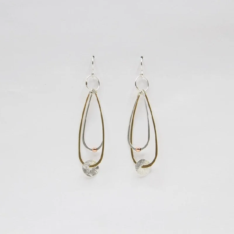 Double Teardrop With Disc Earrings