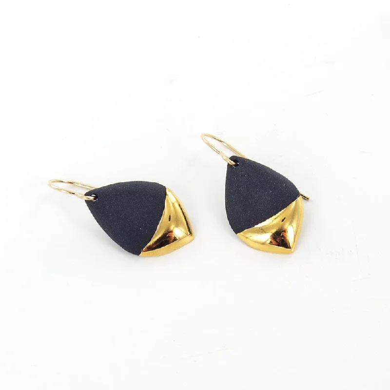 Black Gold Dipped Marquise Earrings