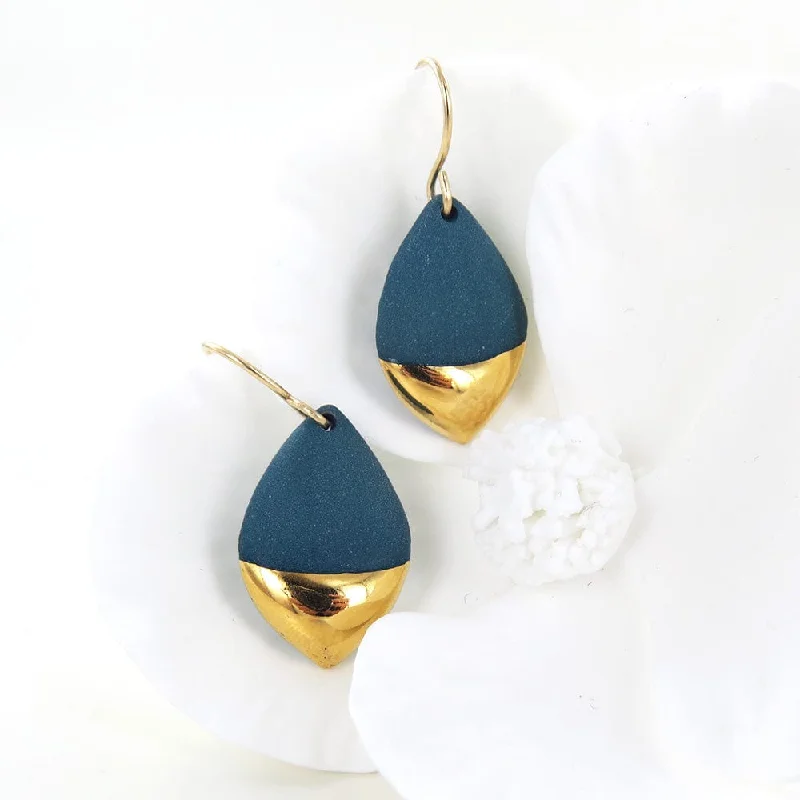 Teal Gold Dipped Marquise Earrings